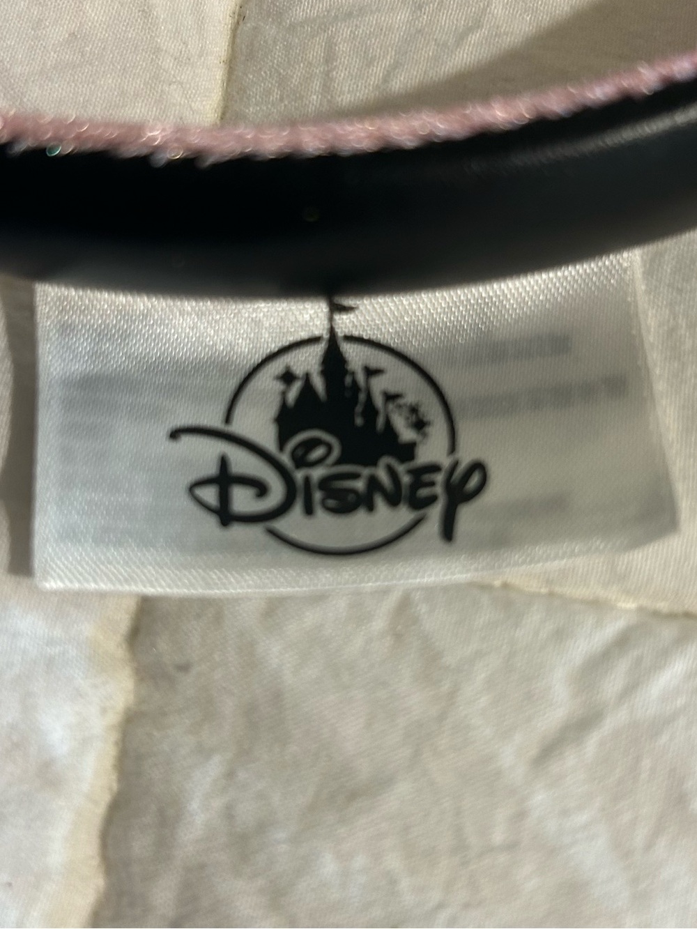 Disney Black Quilted Minnie Ears Headband with Pink Tweed Bow and Pearl Accents - Picture 3 of 3